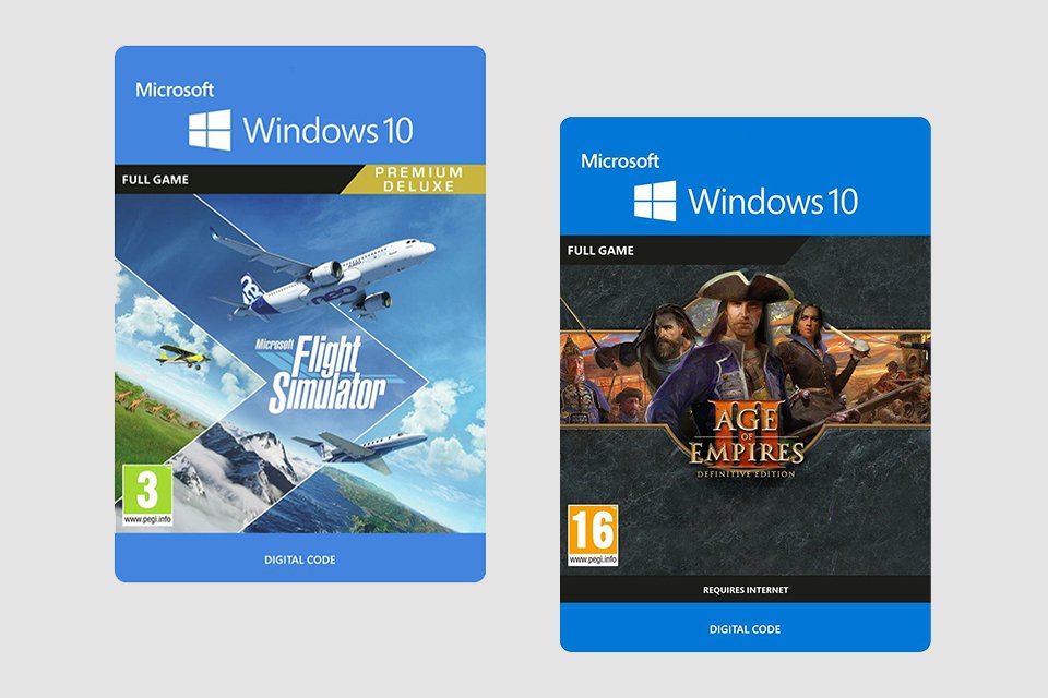 Digital downloads for Microsoft Simulator Premium and Age Of Empires III.