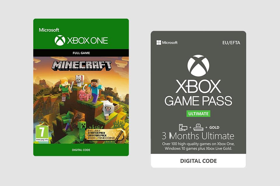 Digital downloads for Xbox Game Pass and Minecraft.