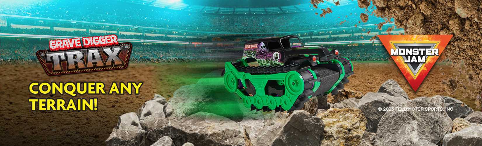 Monster Jam. Grave digger trax. Conquer any terrain!