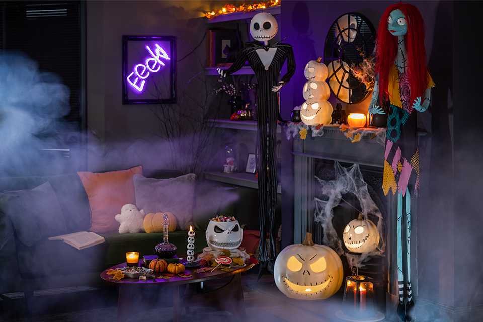 A Nightmare before Christmas living room decoration for Halloween.