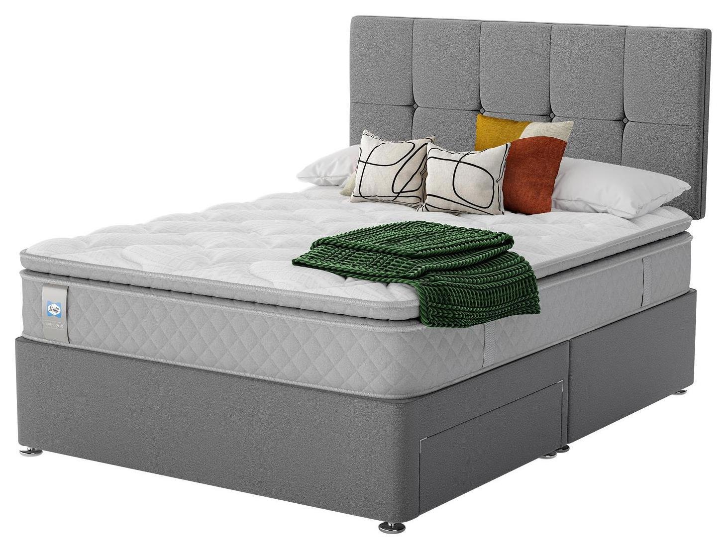 Sealy Abbot Pillowtop Kingsize 2 Drawer Divan Bed - Grey