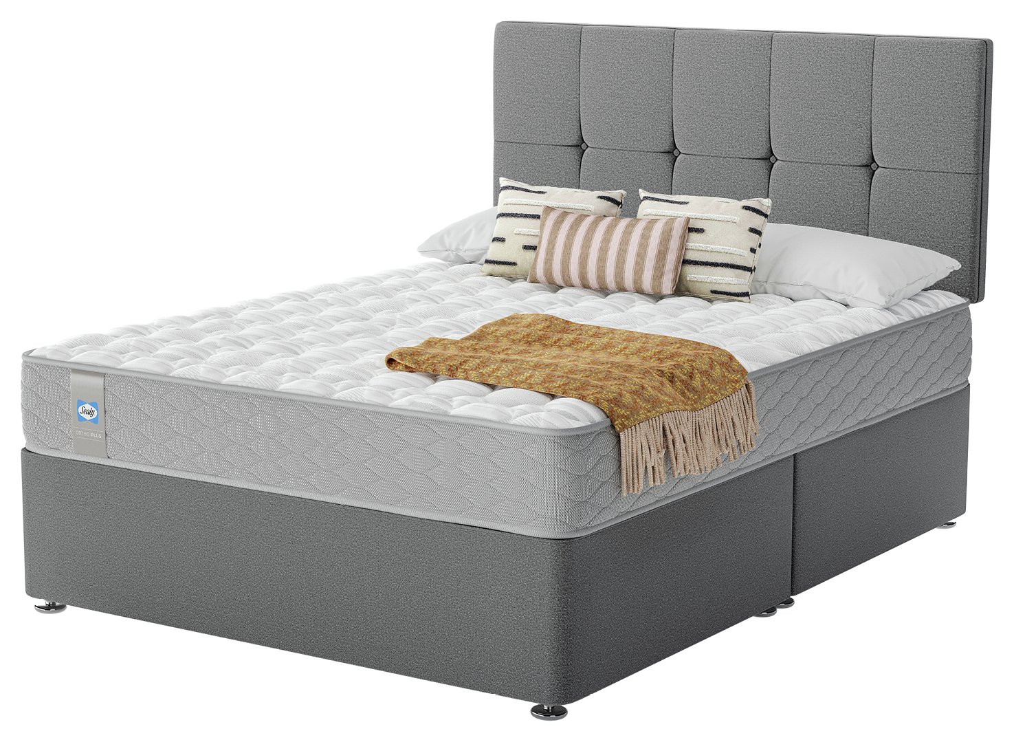 Sealy Eldon Comfort Double Divan Bed - Grey
