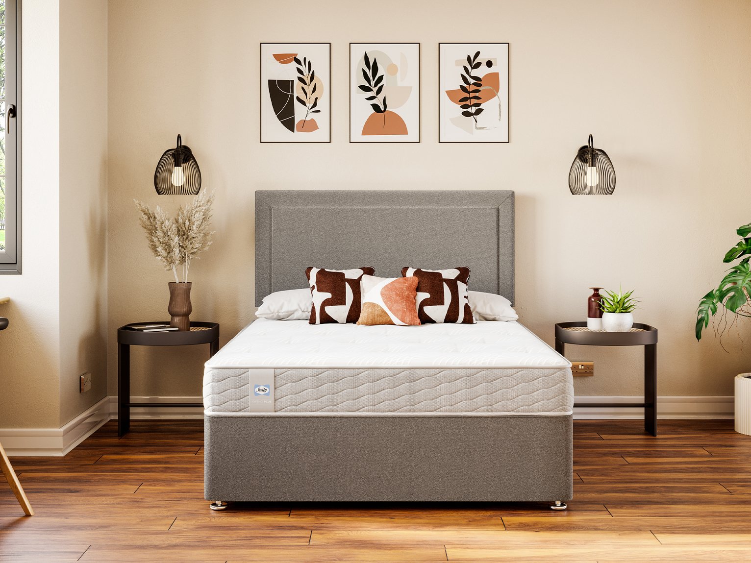 Sealy Newman Support Single Divan Bed - Grey