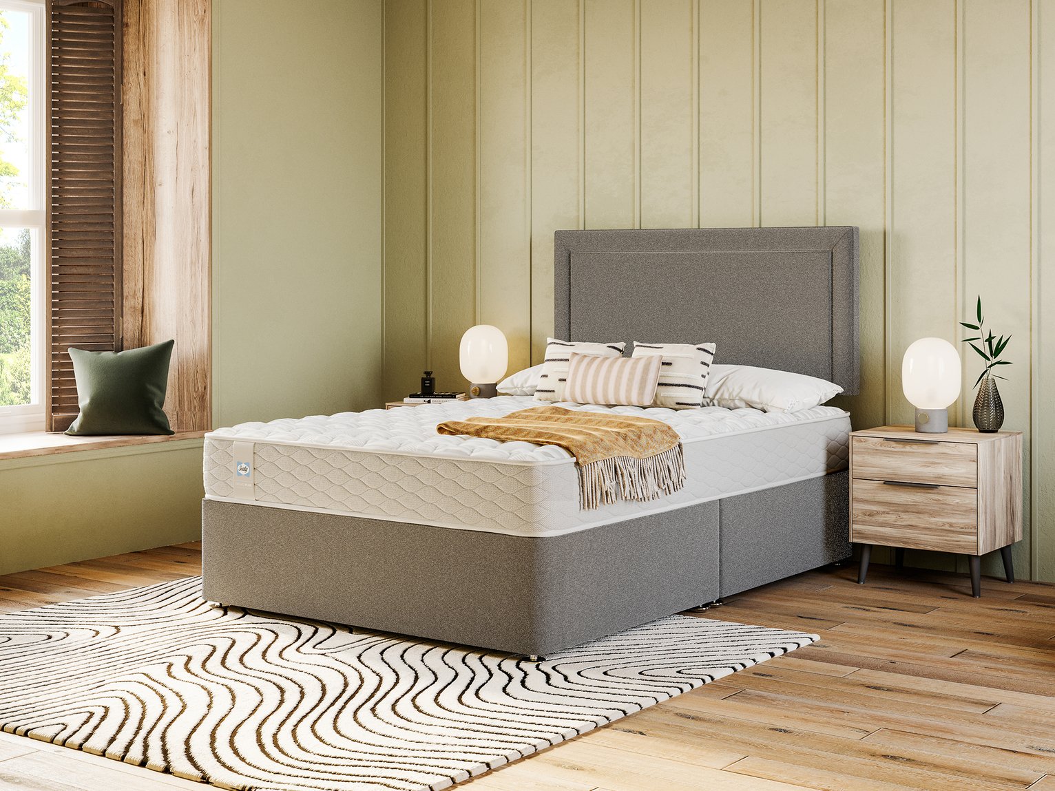 Sealy Eldon Comfort Kingsize Divan Bed - Grey