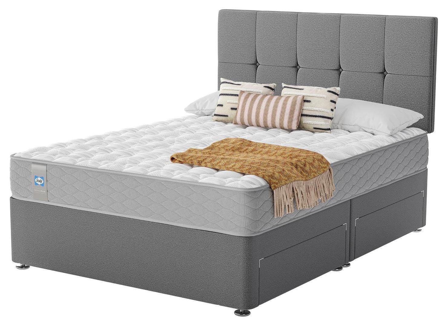 Sealy Eldon Comfort Double 4 Drawer Divan Bed - Grey