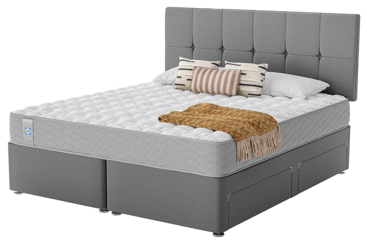 Sealy Eldon Comfort Superking 4 Drawer Divan Bed - Grey