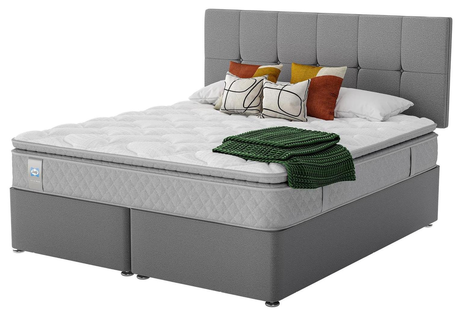 Sealy Abbot Pillowtop Superking Divan Bed - Grey