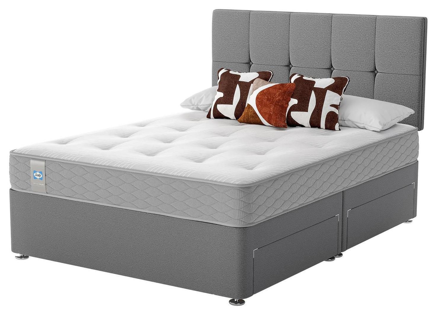 Sealy Newman Support Double 4 Drawer Divan Bed - Grey