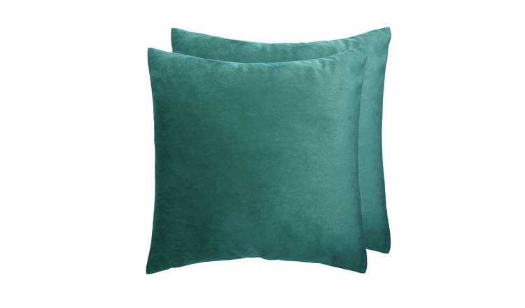 Habitat Velvet Plain Cushion Cover-2 Pack- Teal - 43x43cm