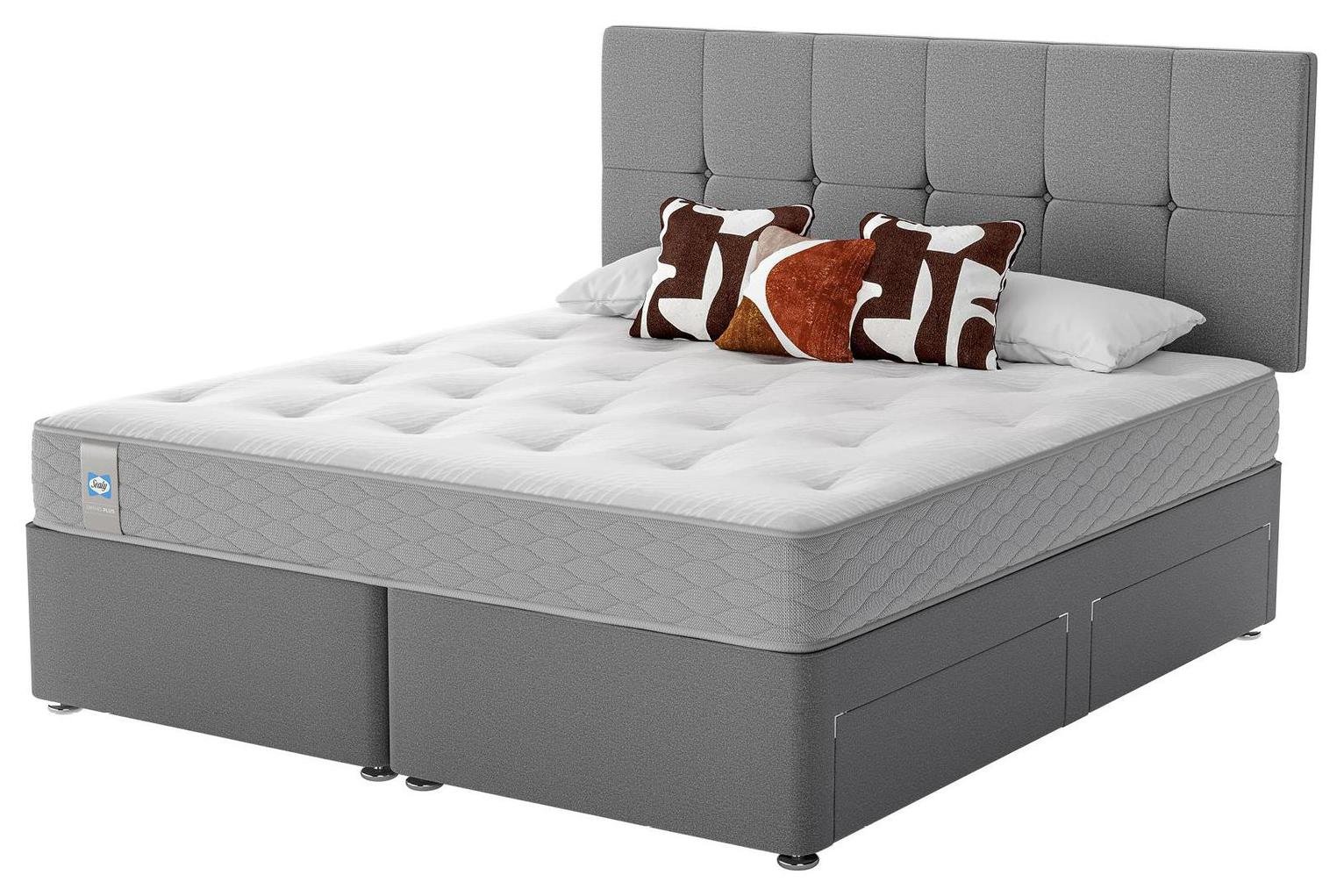 Sealy Newman Support Superking 4 Drawer Divan Bed - Grey