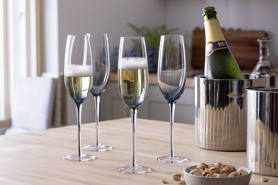 Habitat stem set of 4 champagne glasses.