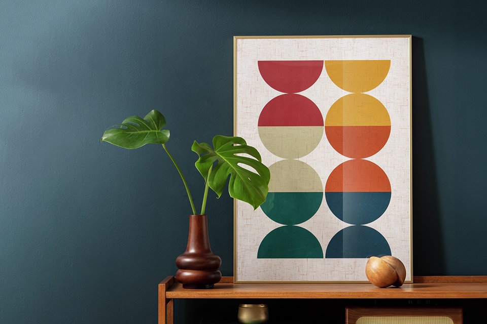 Habitat Geometric Framed wall art in multi-colour.