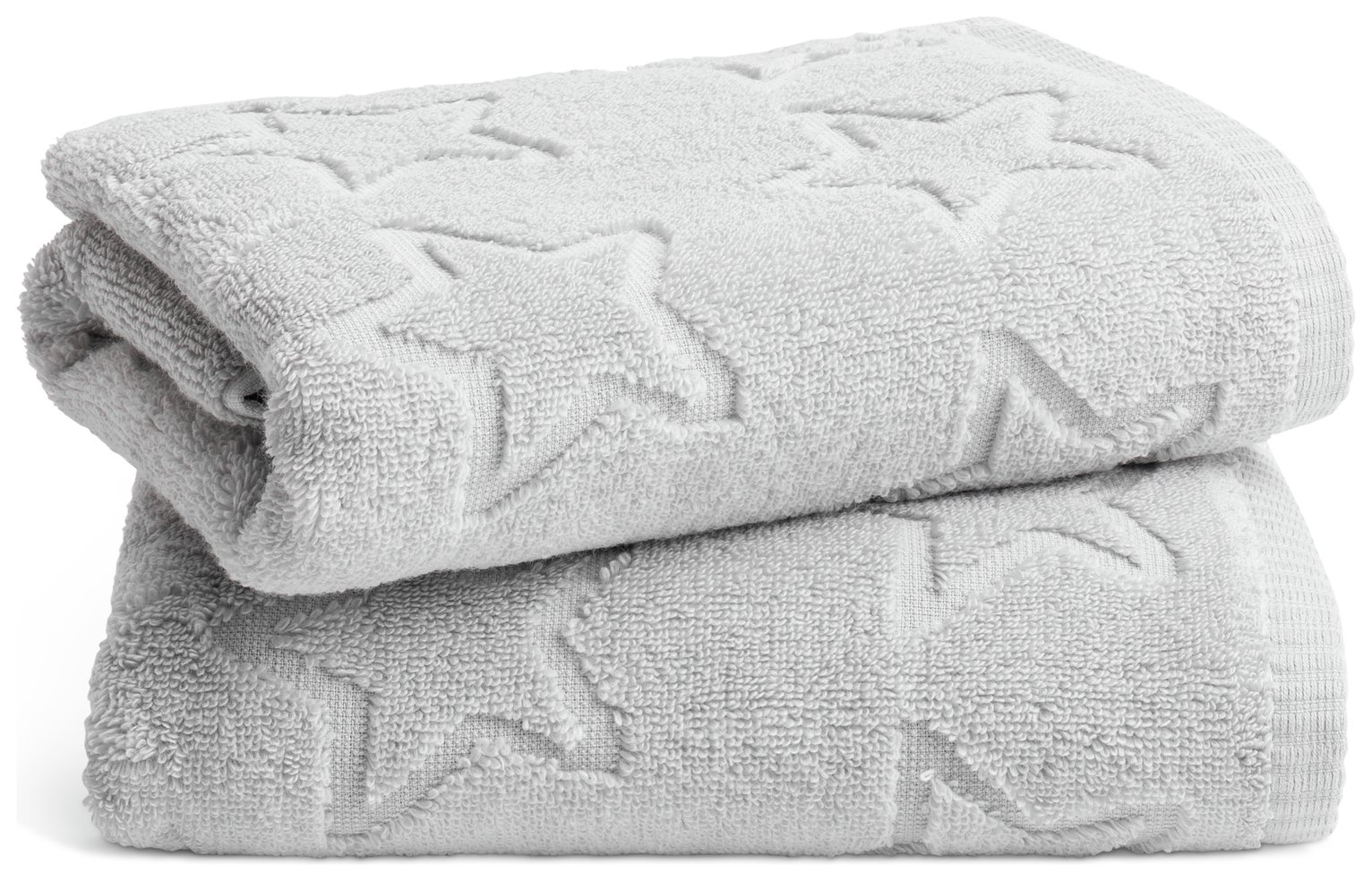 Habitat Embossed Star 2 Pack Hand Towel - Grey