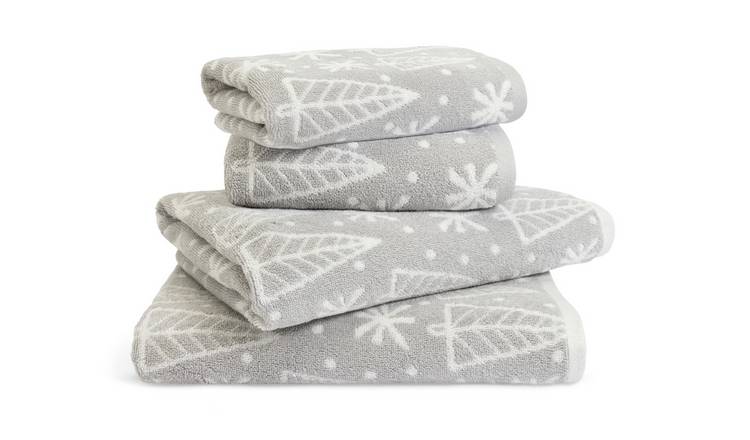 Buy Habitat Christmas Tree and Snowflake 4 Piece Towel Bale Grey