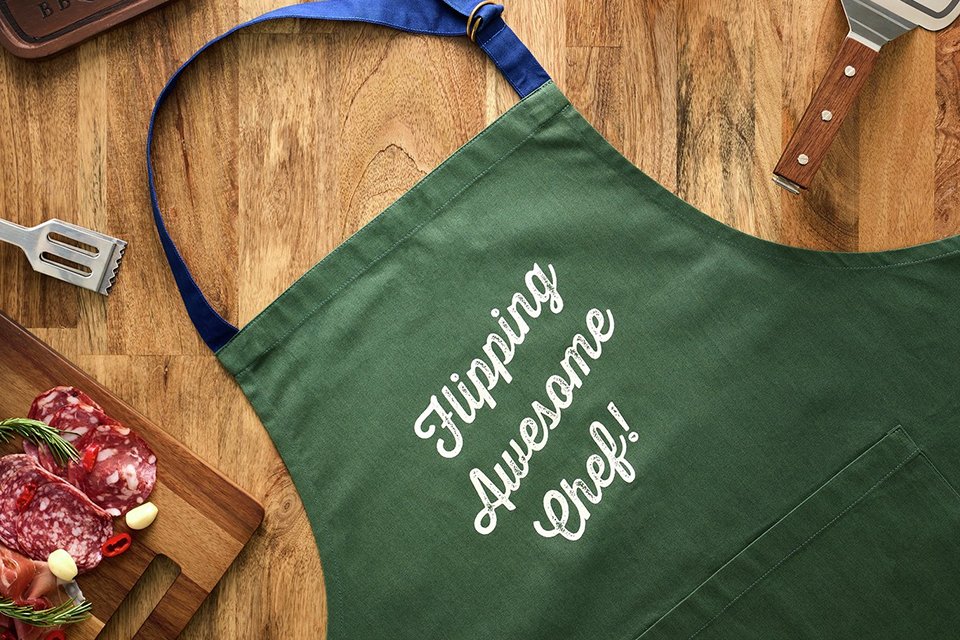 Home Flipping Awesome Chef Apronin green colour.