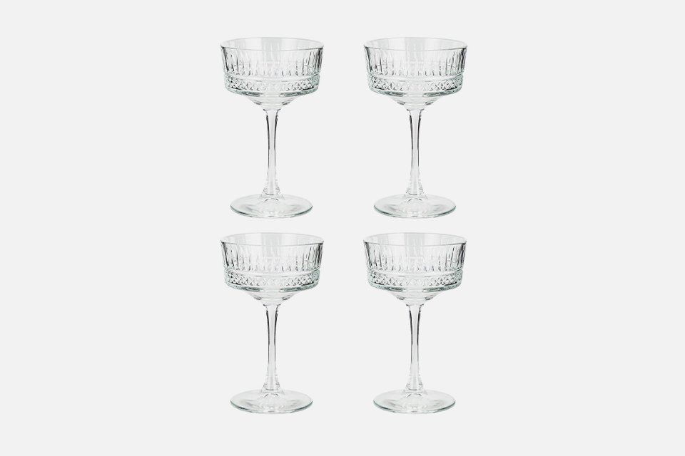 Habitat Pressed Set of 4 Champagne Coupe Glasses.