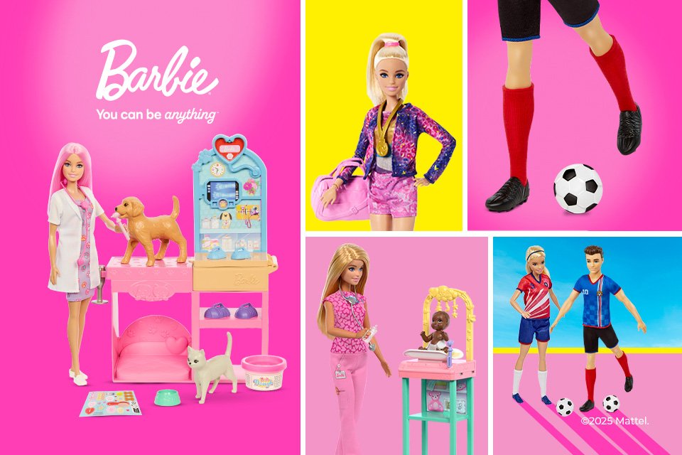 Various Barbie dolls at different professions.