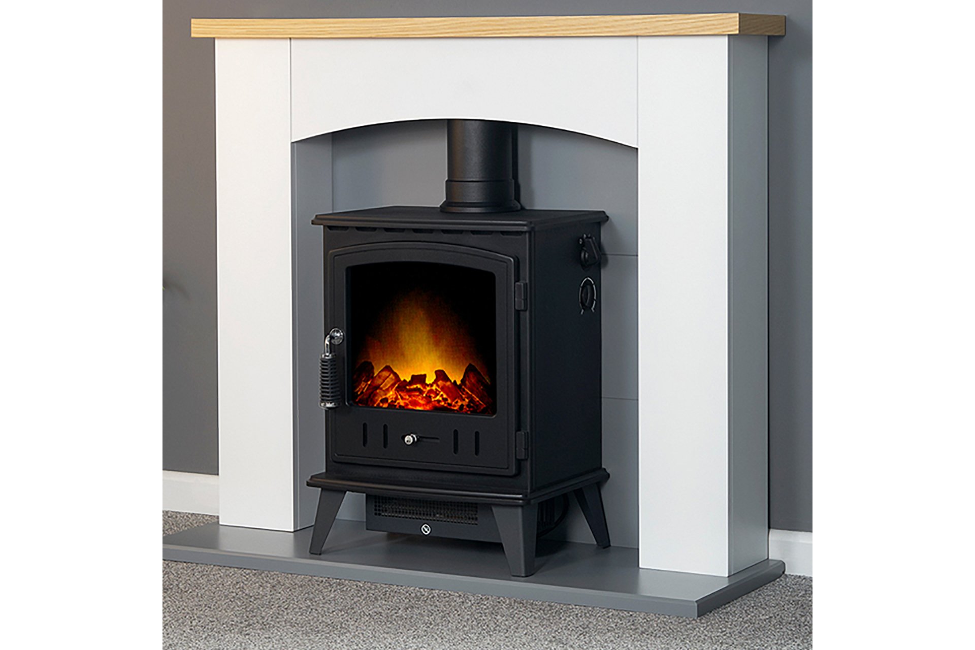 Adam Huxley electric stove suite in white and grey. 