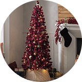 A Habitat 6ft burgundy Christmas tree.