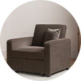 Brown velvet accent chair in living room.