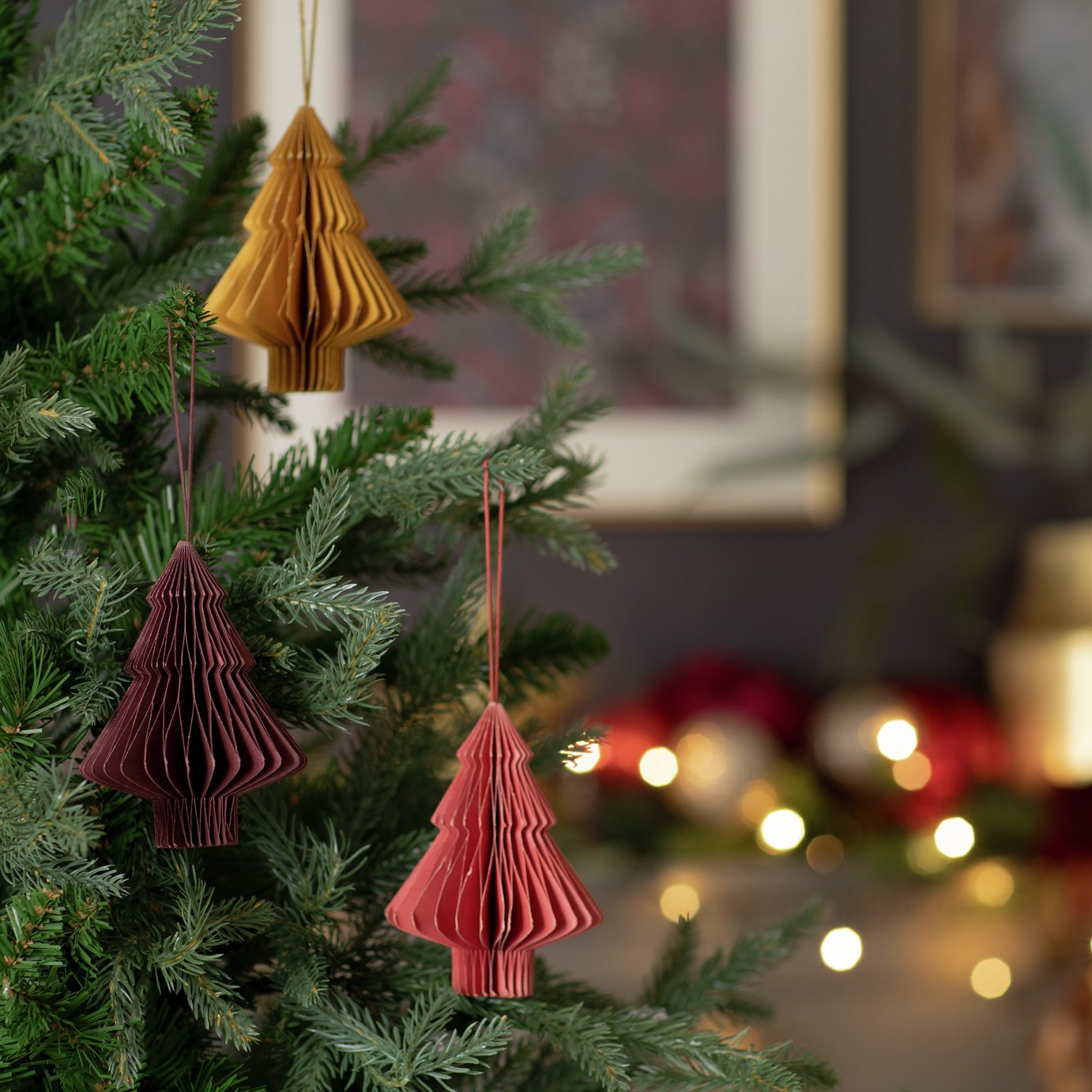 Habitat Pack of 3 Hanging Paper Christmas Tree Decorations