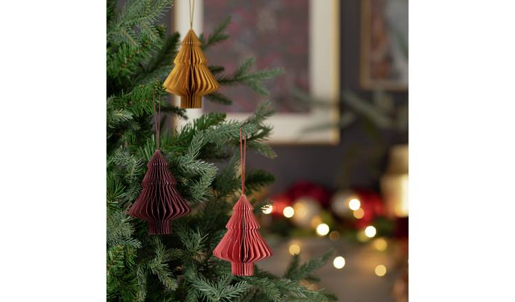 Buy Habitat Pack of 3 Hanging Paper Christmas Tree Decorations ...