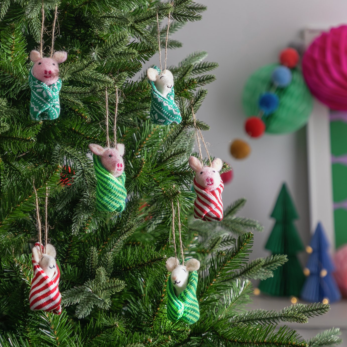 Habitat Pigs & Mice In Blankets Christmas Tree Decorations