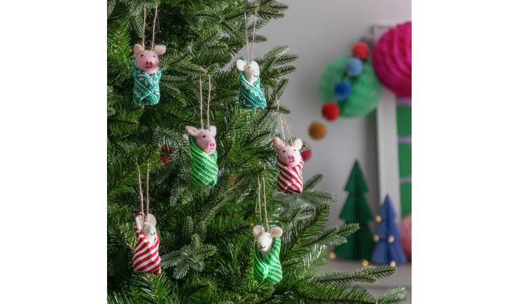 Buy Habitat Pigs & Mice In Blankets Christmas Tree Decorations, Christmas  tree decorations