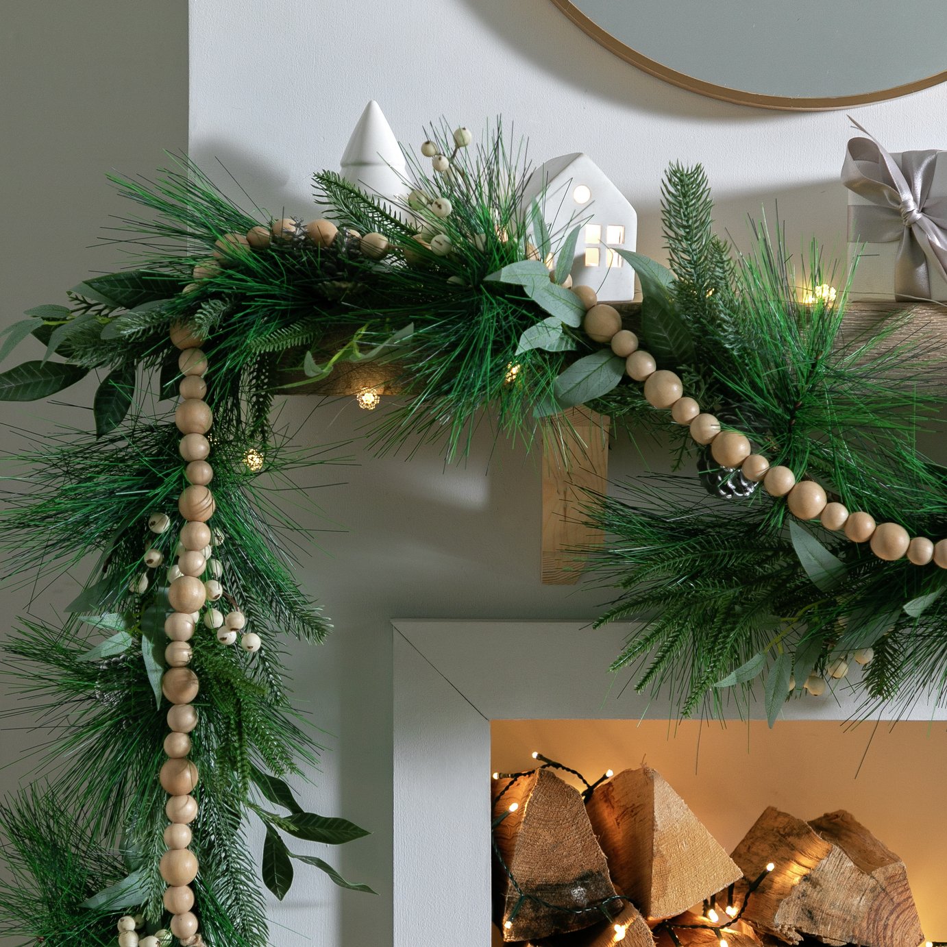 Habitat Wooden Bead Christmas Garland