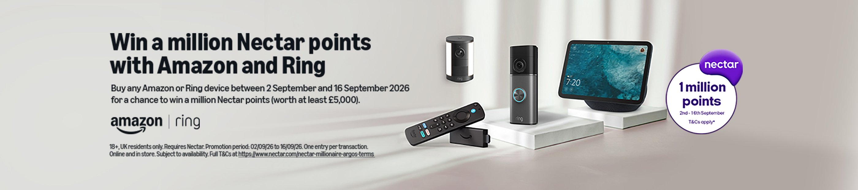Win a million Nectar points with Amazon and Ring.