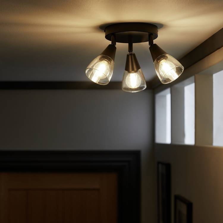 Argos Home Plate Curico Metal 3 Light Ceiling Light - Black 0