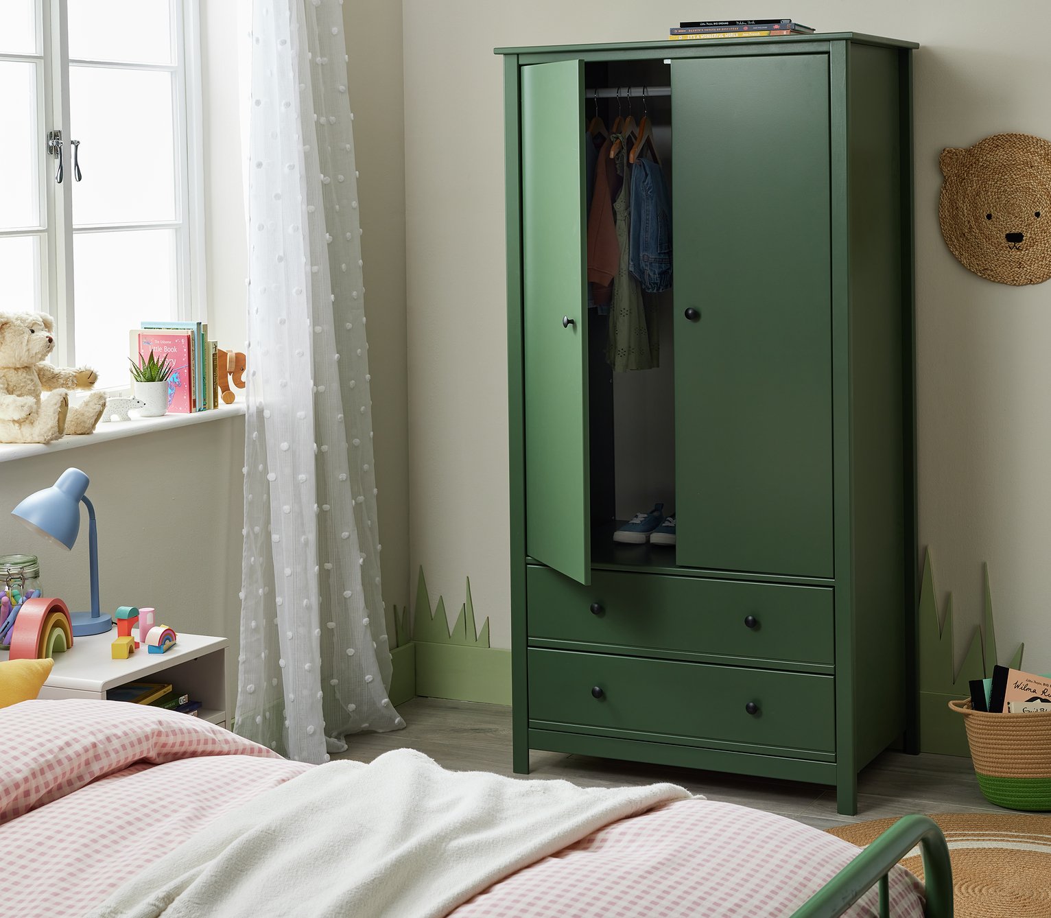 Habitat Brooklyn 2 Door 2 Drawer Wardrobe - Green