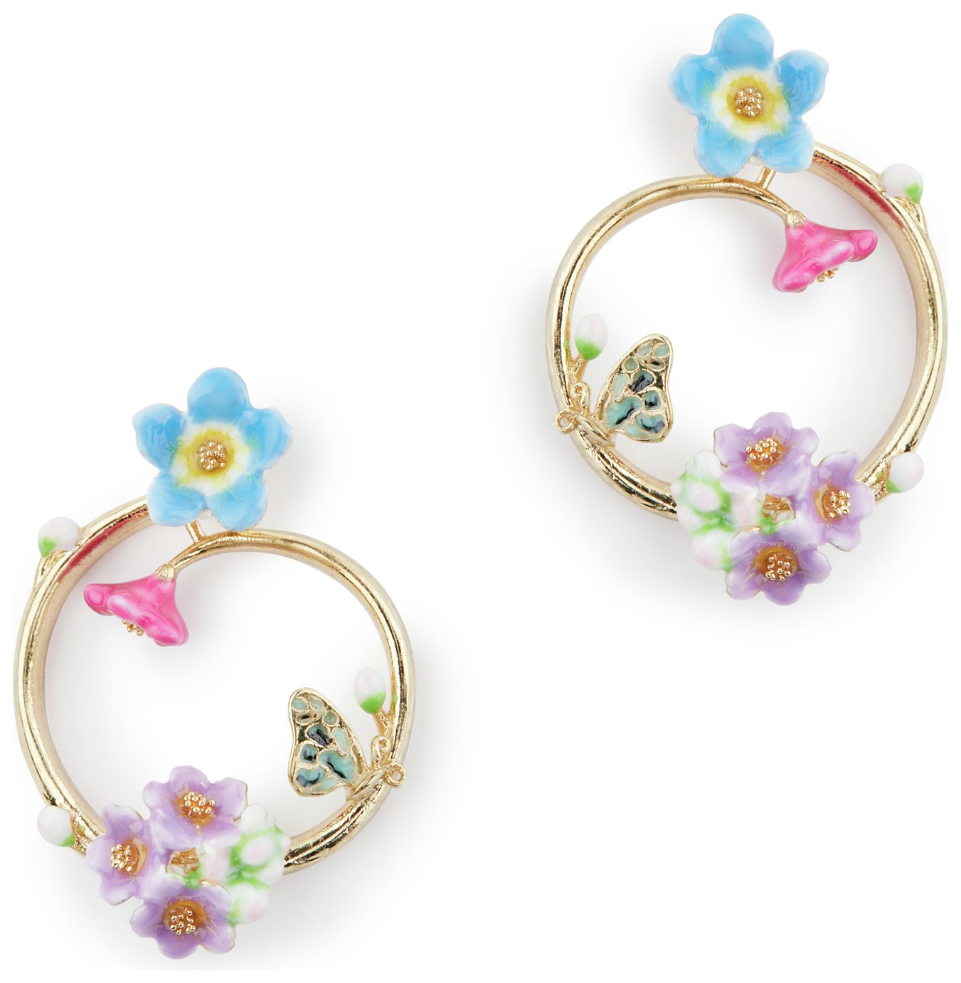 Bill Skinner Spring Flower Hoop Earrings