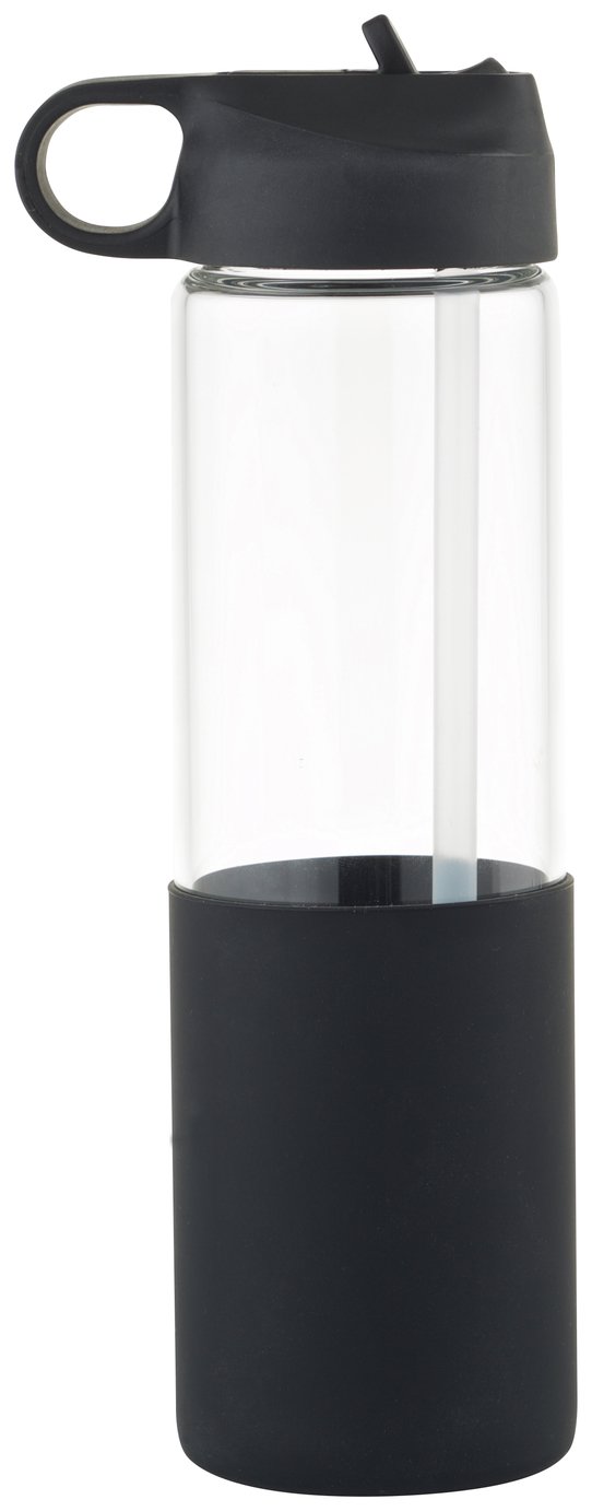 Smash Global Safari Silicone Glass Black Sipper Bottle-580ml