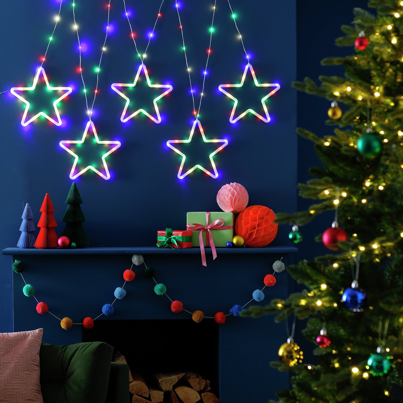 Argos Home 144 Neon LED Christmas Star String Lights