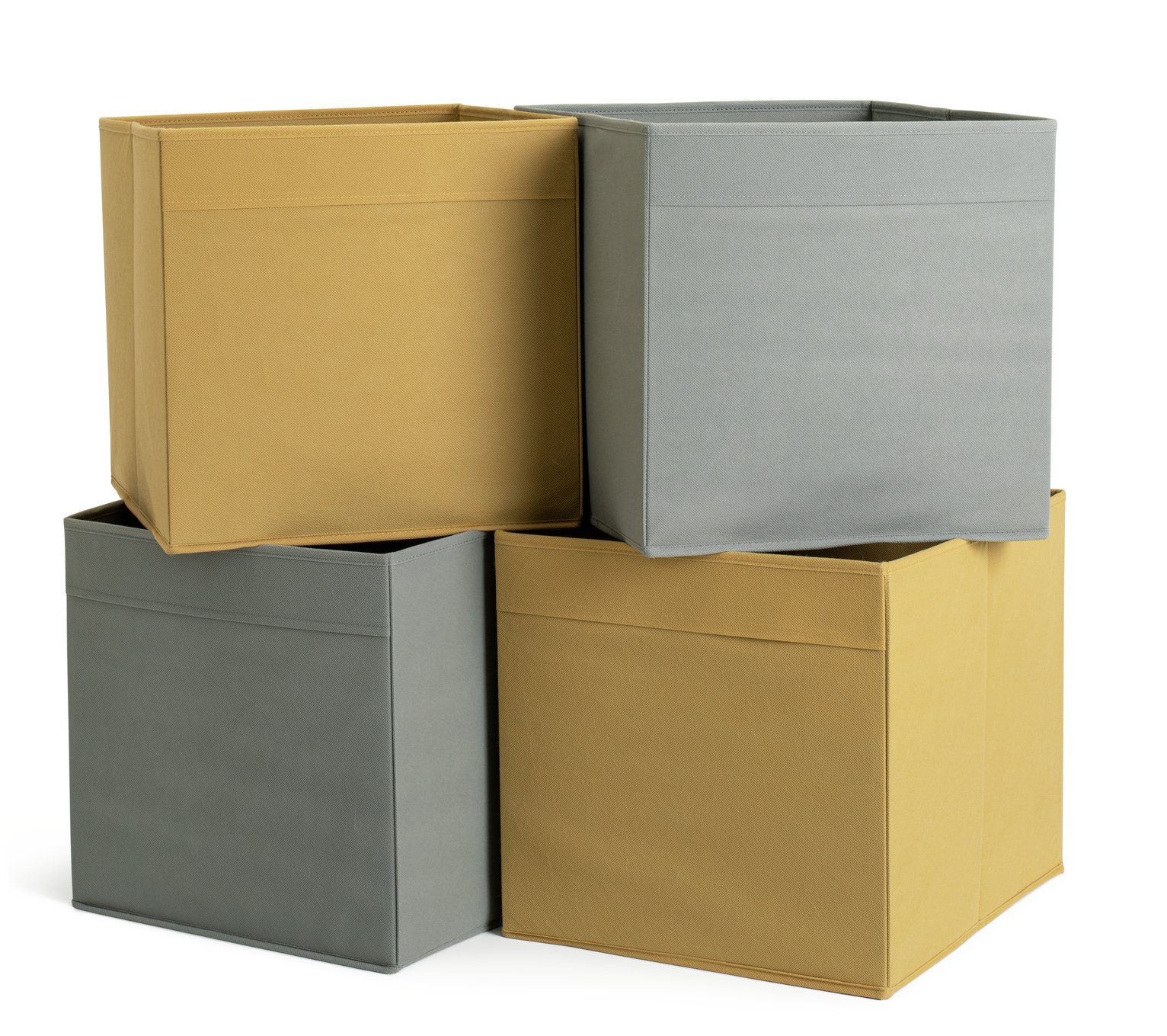 Habitat Set of 4 Square Plus Boxes - Grey & Yellow