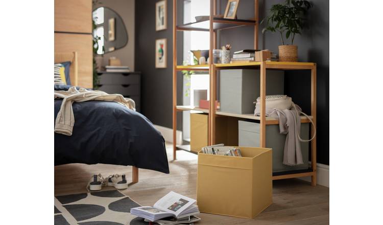 Argos Home Set of 4 Square Plus Boxes - Grey & Yellow