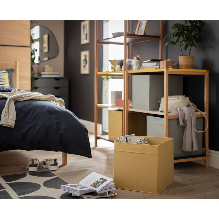 Argos Home Set of 4 Square Plus Boxes - Grey & Yellow 0