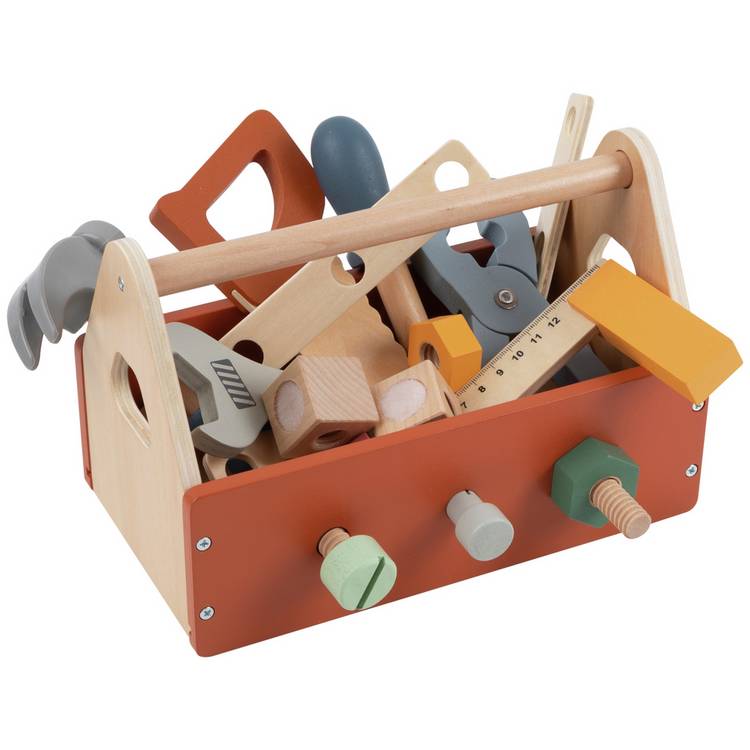 Chad Valley Wooden Tool Box-Brown 0
