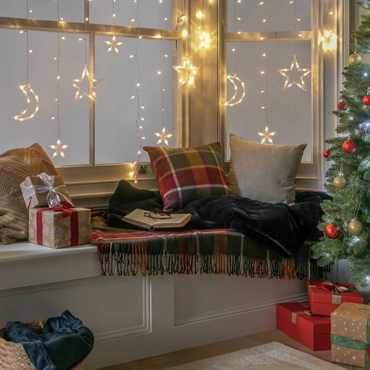 Habitat White LED Moon & Star Christmas Icicle Lights 0