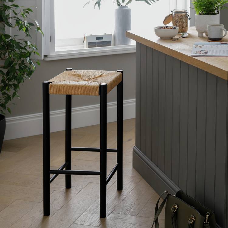 Habitat Hanna Oak Bar Stool - Black 0