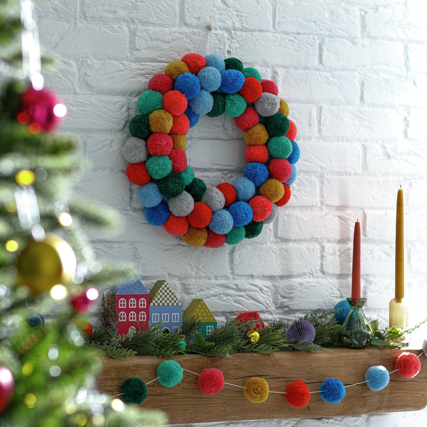 Habitat Pom Pom Christmas Wreath