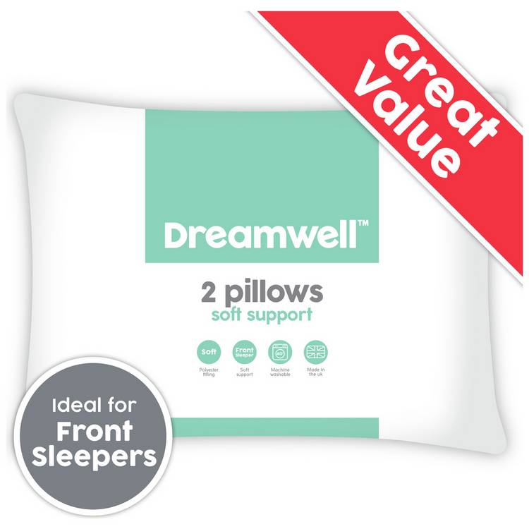 Dreamwell Soft Support Front Pillow - 2 Pack 0