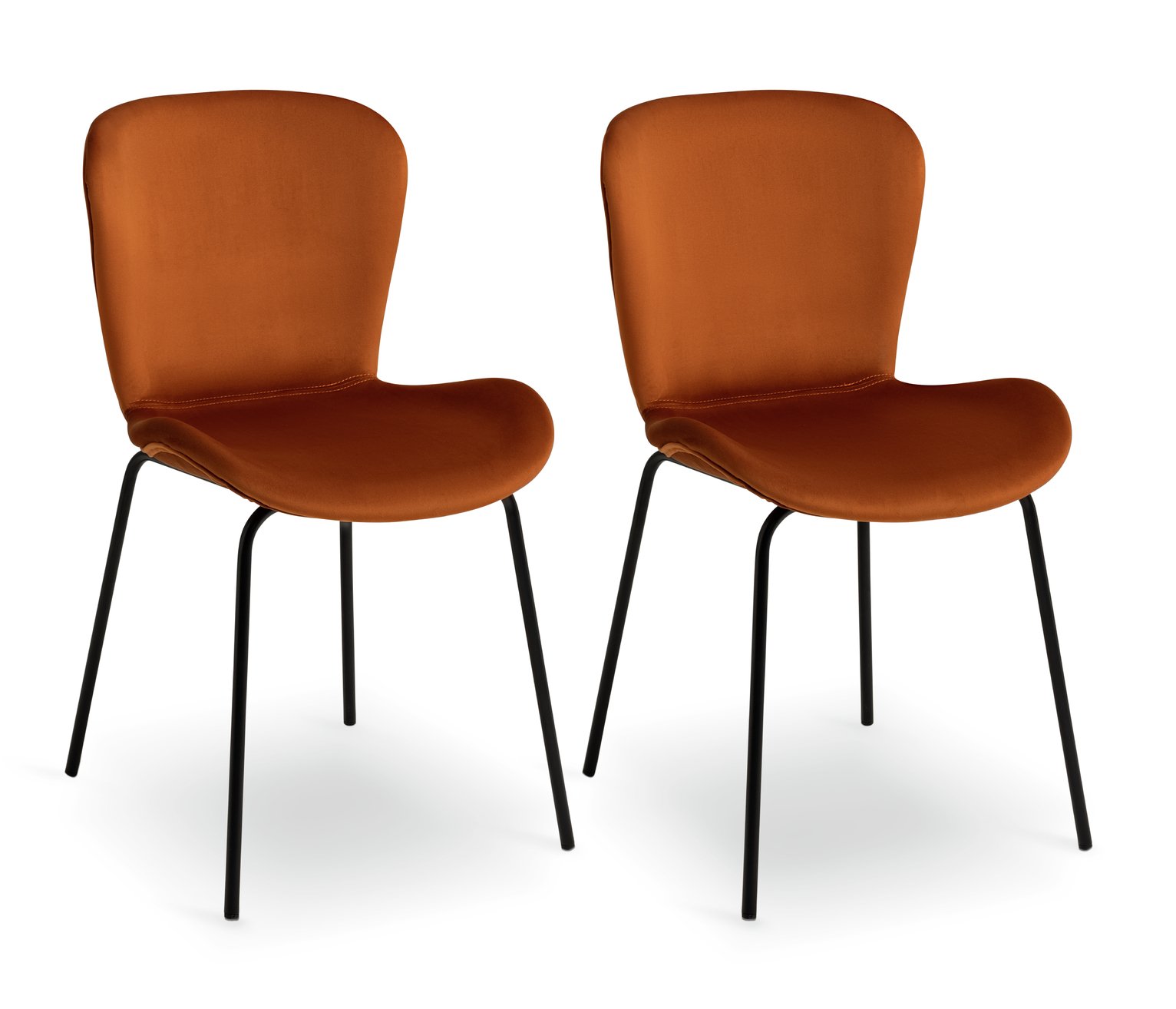 Habitat Etta Pair of Velvet Dining Chairs - Copper
