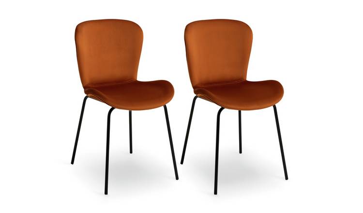 Habitat Etta Pair of Velvet Dining Chairs - Copper