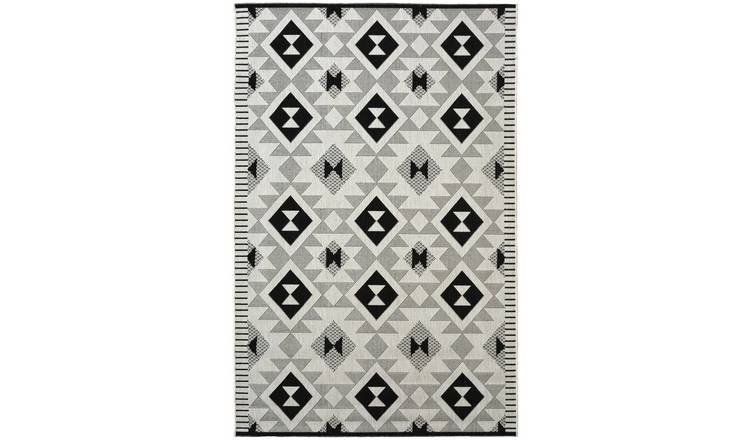 Chequerboard Mono Indoor Outdoor Rug