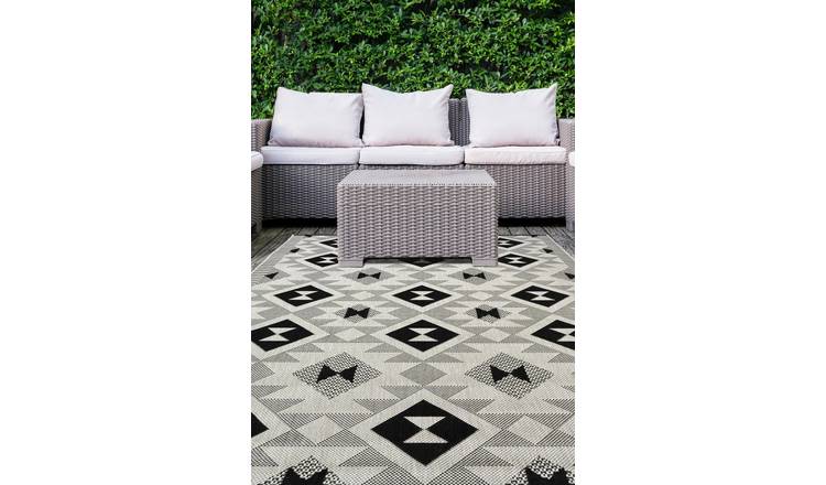 Chequerboard Mono Indoor Outdoor Rug