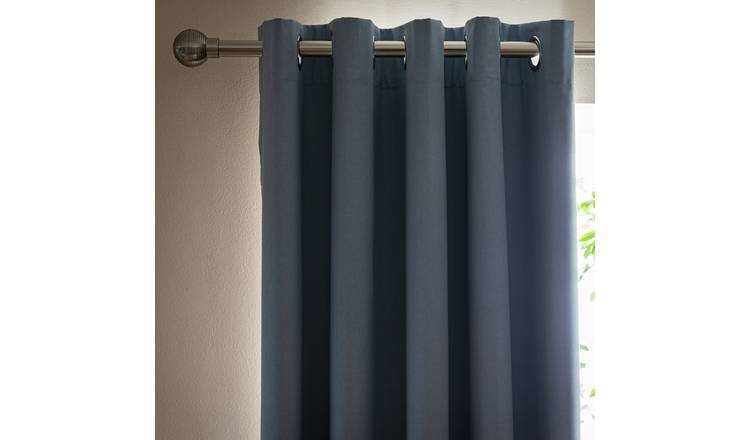Habitat Plain Blackout Eyelet Curtains - Rustic Blue