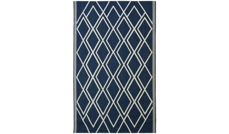 Diamond Navy Blue Indoor Outdoor Rug