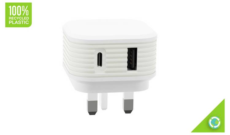 Juice Dual Port 20W USB Type-C PD Mains Charger – White